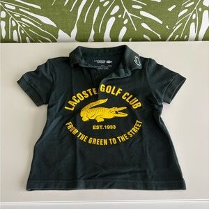 Lacoste Kids Polo Shirt in Dark Green with Yellow Print